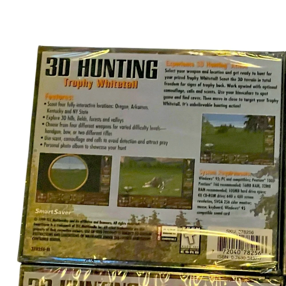 Vintage NWT 3D Hunting Whitetail Fever Deer Hunter Windows 95/98 PC Game Bundle